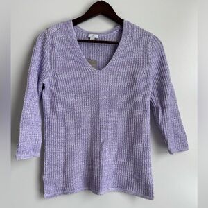 J.Jill ribbed V-neck sweater purple lavender cotton blend material XS NEW knit